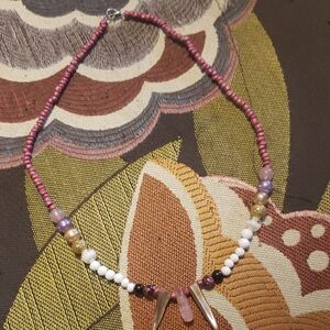 Elegant Beaded Necklace with Pink and White Accents
